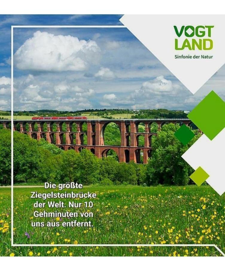 Ferienwohnung "Blick Mylau" - Naehe Freizeitpark Plohn & Weltgroesster Ziegelsteinbruecke Райхенбах-им-Фогтланд Екстериор снимка